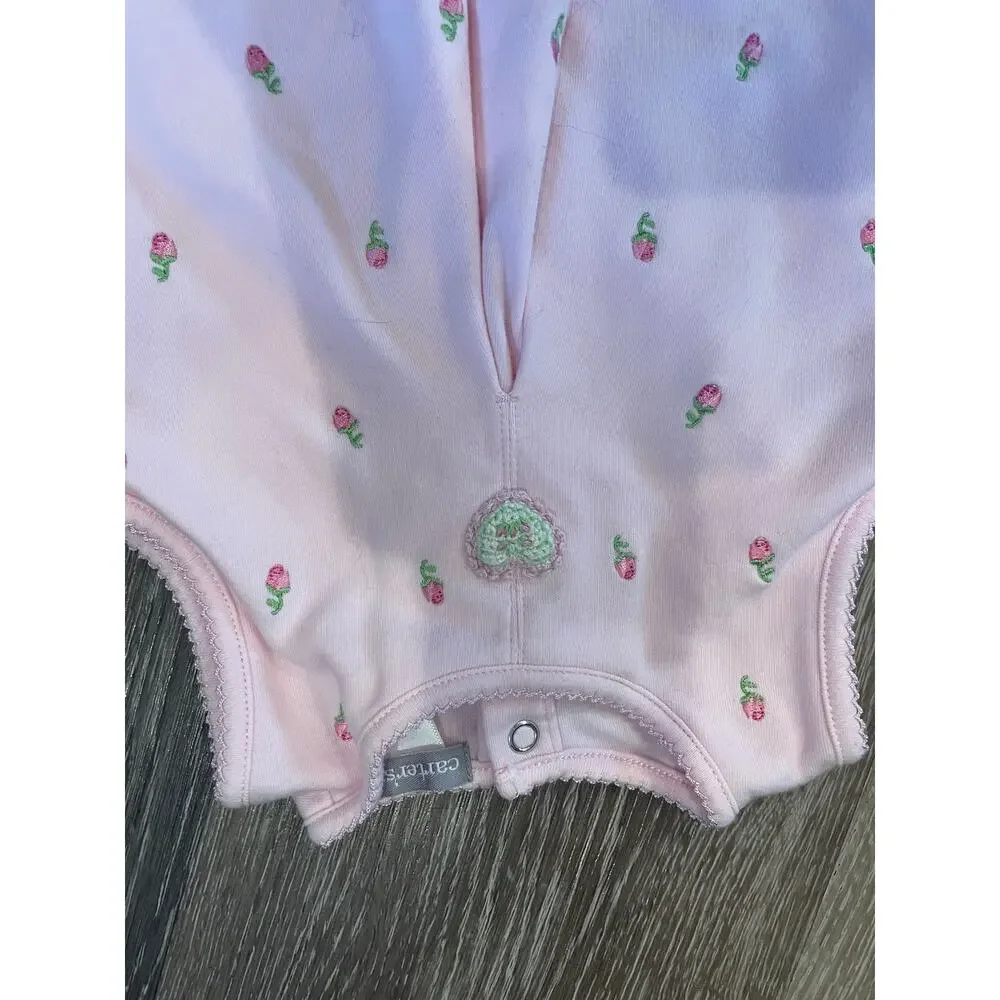 light pink carters tulip embroidered onesie